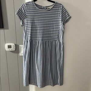 LOFT Blue and White Striped Dress